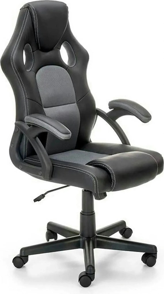Scaun birou BERKEL, negru/gri, piele ecologica, 62x63x108-117 cm