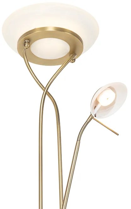 Lampă de podea bronzată, incl. LED și dimmer cu lampă de citit - Empoli