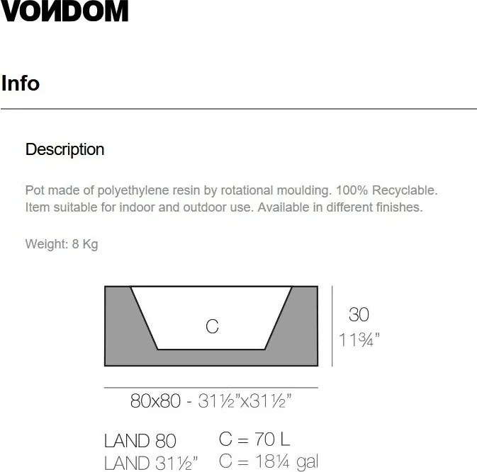 Jardiniera / Ghiveci plante design decorativ modern LAND PLANTER 80cm