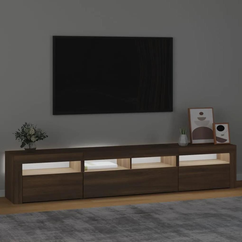 Comoda TV cu lumini LED, stejar maro, 210x35x40 cm 1, Stejar brun, 210 x 35 x 40 cm