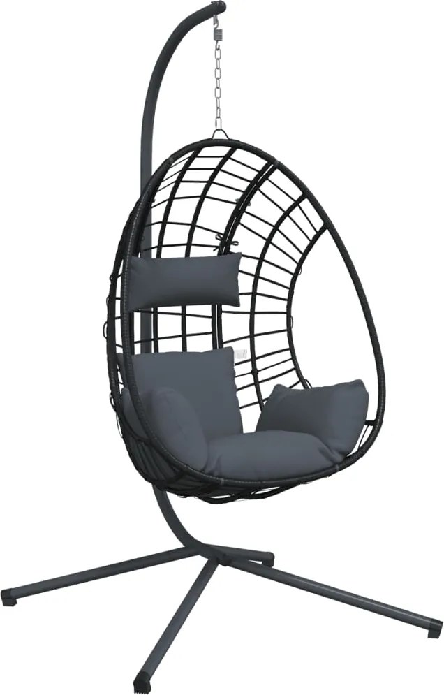 vidaXL Scaun suspendat tip ou, cu suport, antracit, ratan și oțel