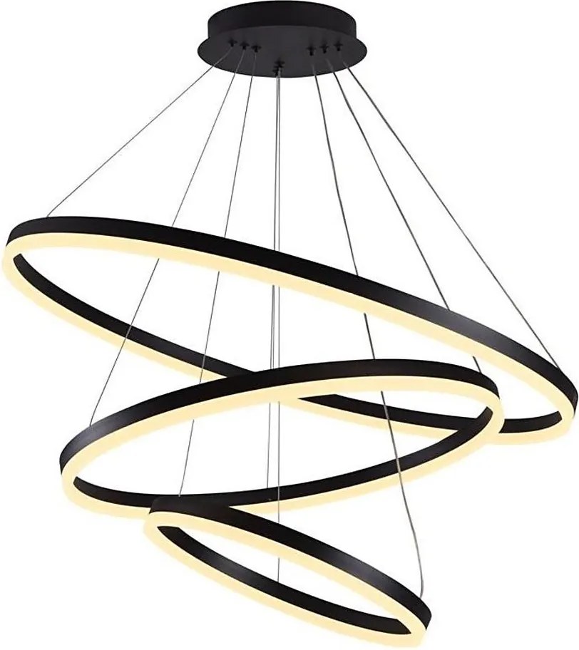 Brilagi - Lustră LED reglabilă suspendată pe cablu CIRCLE LED/125W/230V 3000-6500K neagră + telecomandă
