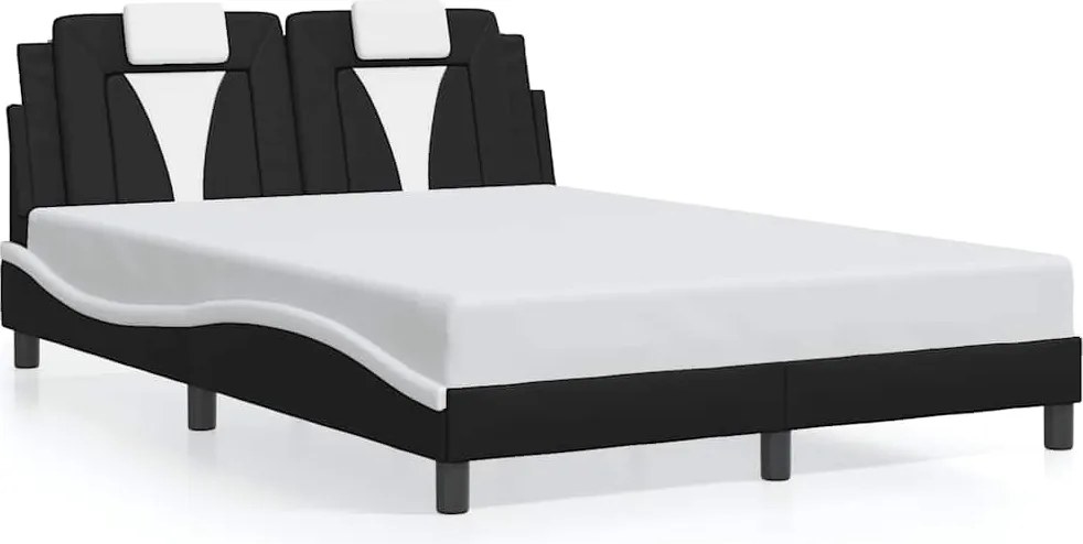 vidaXL Cadru de pat, Viana, fără saltea, negru/alb, 140x200 cm, piele ecologică