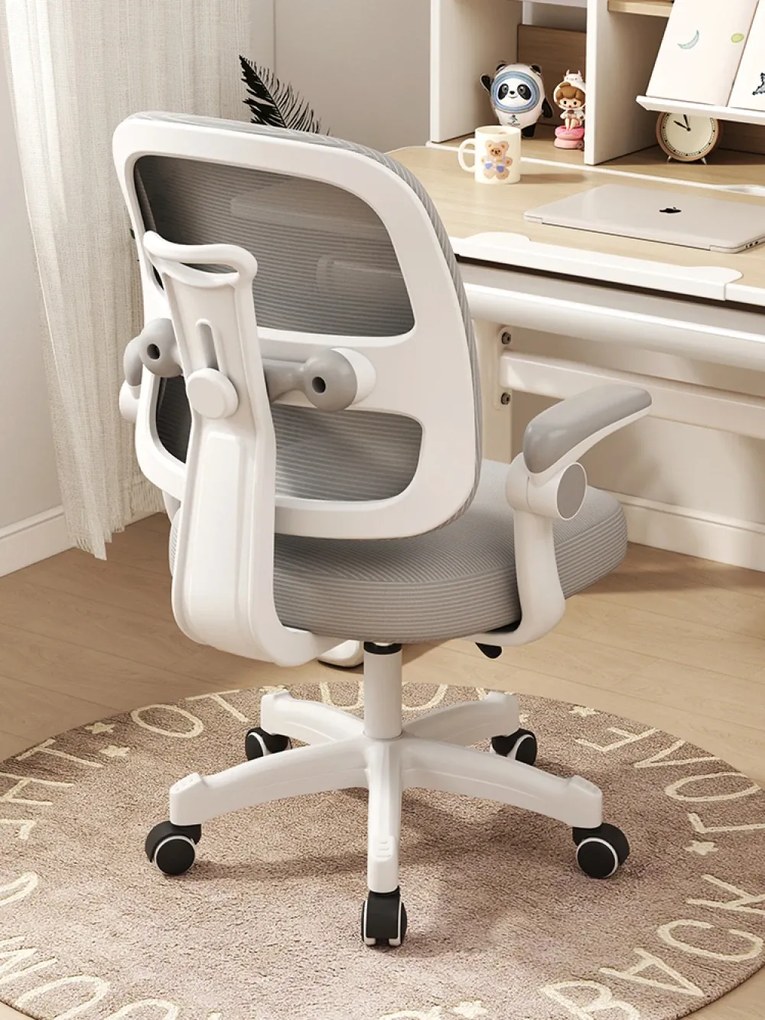 Scaun ergonomic pentru copii, spatar reglabil inaltime, rotativ, Gri