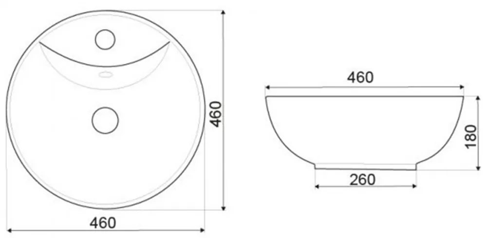 Lavoar ceramic KR-191, rotund, 46x18cm, gri mat