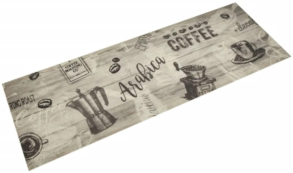 vidaXL Covor de bucătărie lavabil Coffee, gri, 60x180 cm, catifea