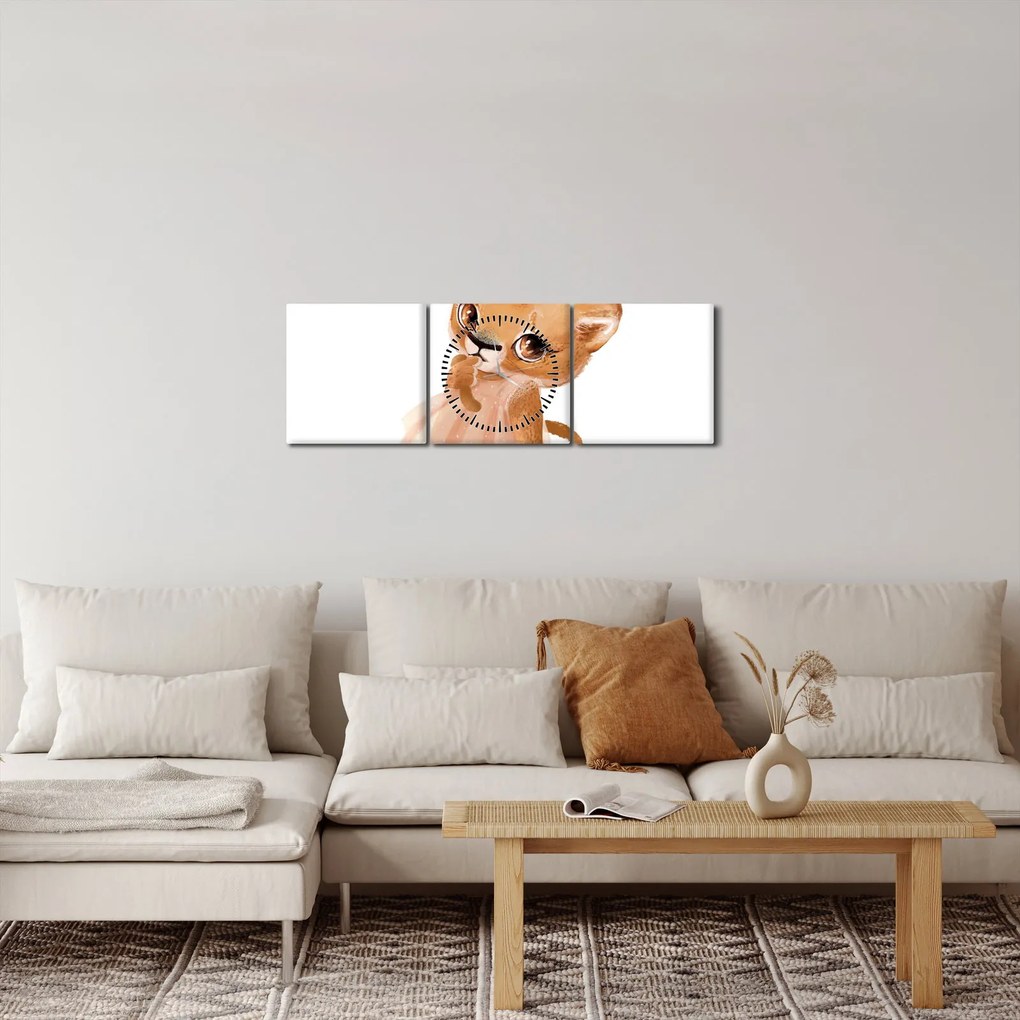 Tablou - Animăluț în acuarelă N⁰6 (cu ceas) (90x30 cm)