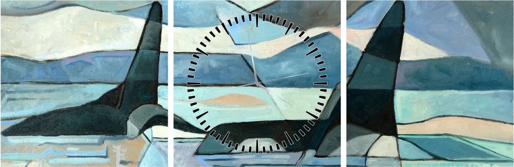 Tablou - Balene (cu ceas) (90x30 cm)