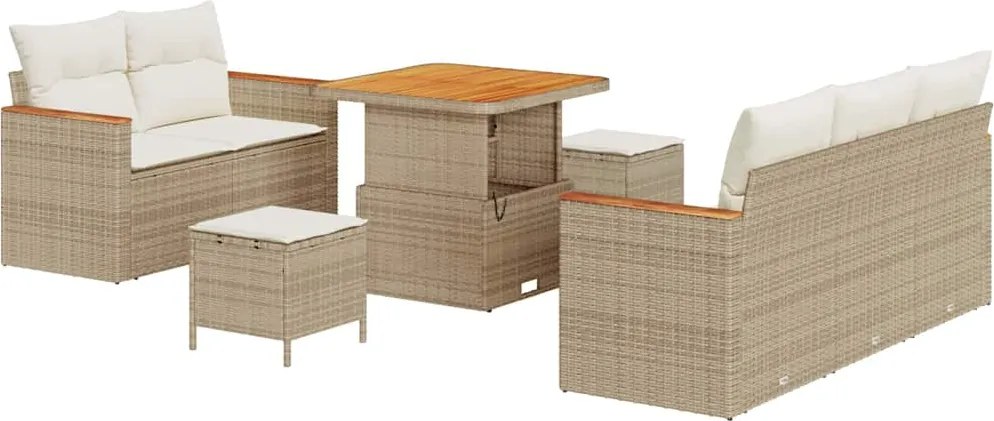 vidaXL Set de canapele pentru grădină 10 pcs Bej și crem poliratan