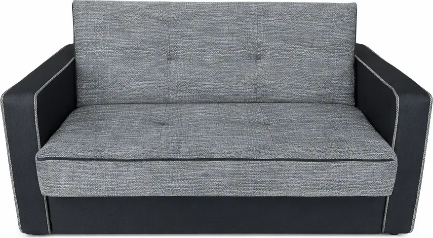 Canapea SAMY NEXT extensibila, 2 locuri, cu lada de depozitare, stofa gri inchis cu gri deschis, cadru metalic, 152x100x92 cm stofa, Gri Inchis + Gri