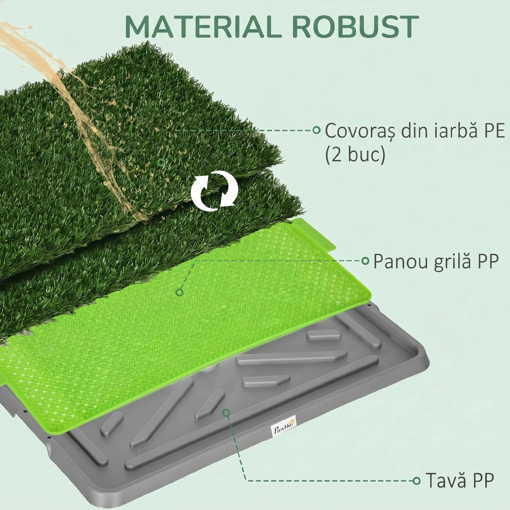 PawHut Toaletă pentru Câini, Iarbă Artificială pentru Câini cu Tavă pentru Antrenamentul la Oliță, 67x41 cm, Verde
