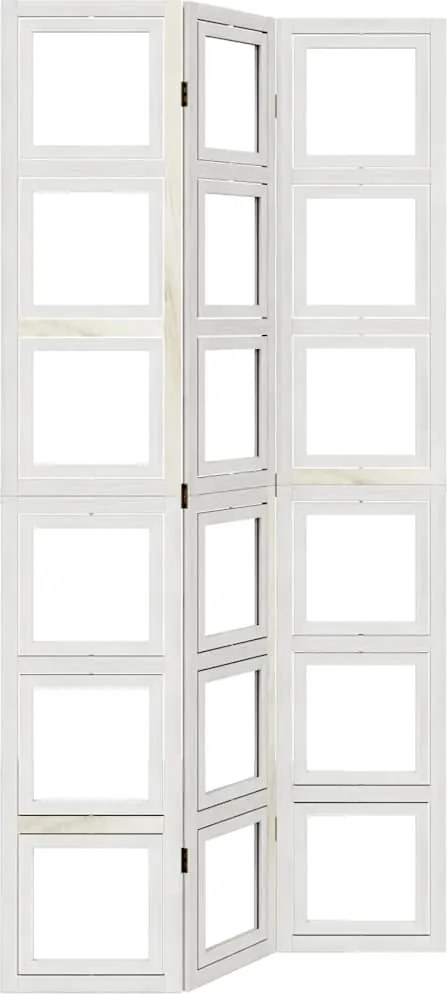 vidaXL Paravan cameră 3 panouri, alb, lemn masiv paulownia