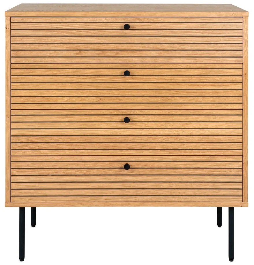 Comodă în culoare naturală înaltă cu aspect de lemn de stejar 80x85 cm Kyoto – House Nordic
