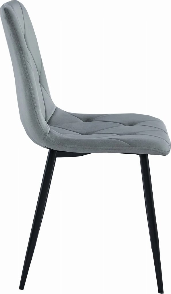 OFERTA Scaun de masa gri de catifea LIBRA cu picioare negre II. calitate