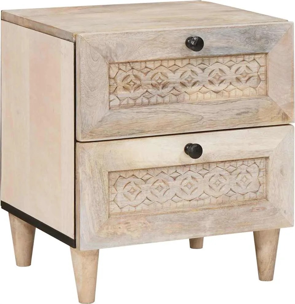 vidaXL Dulap de noapte Bej 40 x 33 x 46 cm Lemn masiv de acacia