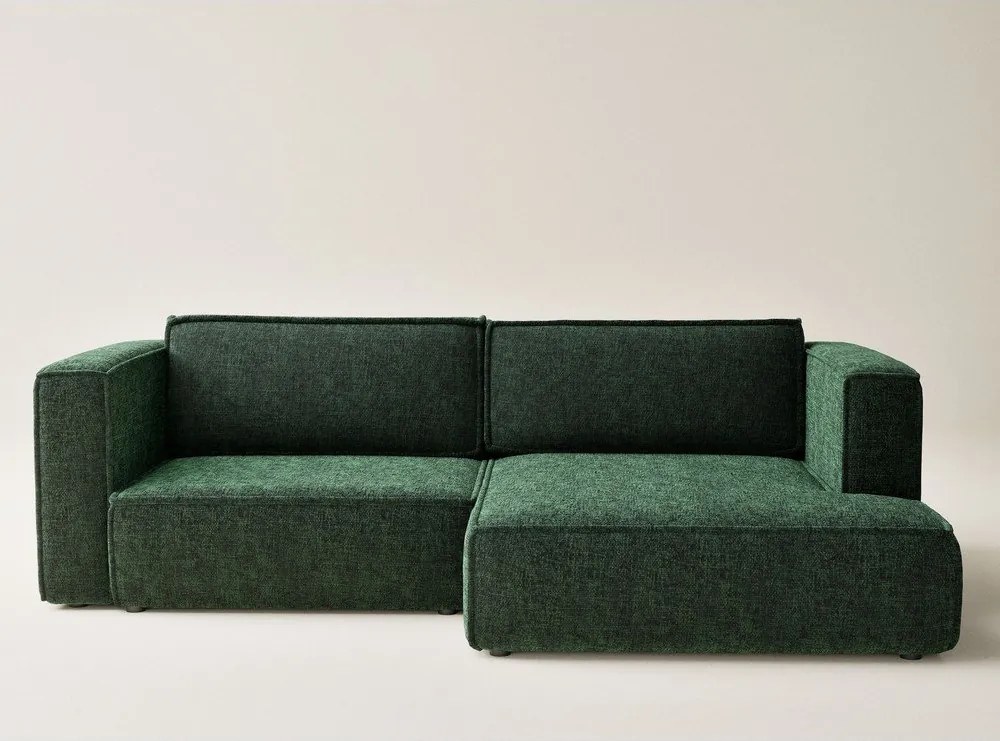 Colțar verde închis extensibil/cu spațiu de depozitare cu tapițerie din chenille (cu colț pe partea dreaptă/cu șezlong) Velto – Maison de Rêve