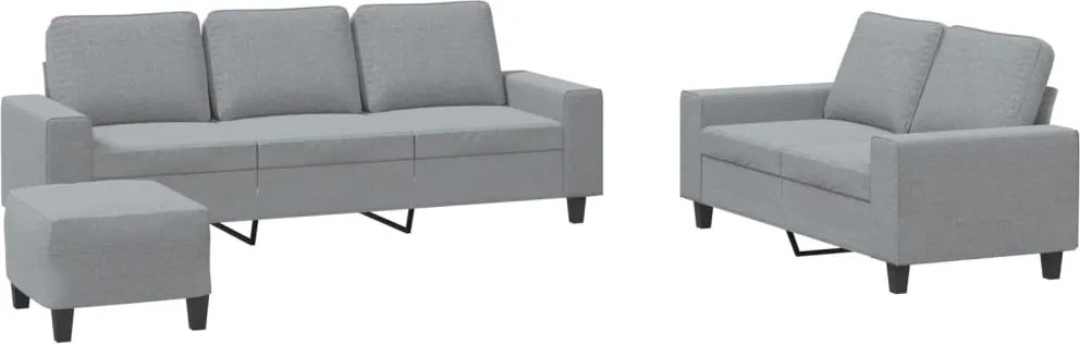 vidaXL Set de canapele, 3 piese, gri deschis, textil