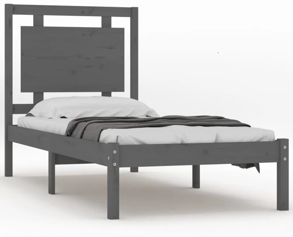 3105497 vidaXL Cadru de pat mic single, gri, 75x190 cm, lemn masiv