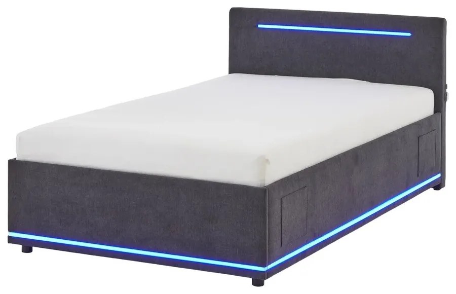 Pat pentru copii gri închis tapițat fără somieră 120x200 cm Circle – Meise Möbel