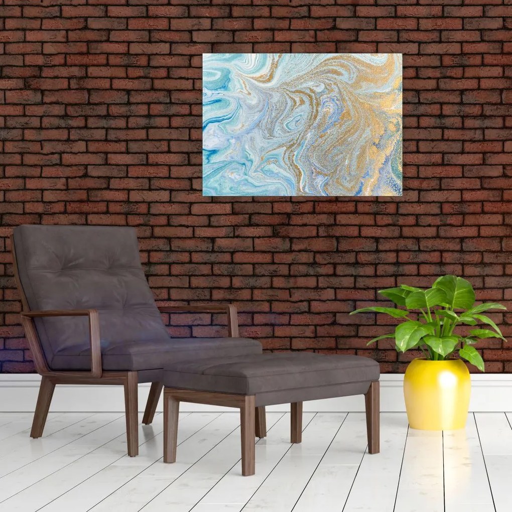 Tablou pe sticlă - Marmură albastră (70x50 cm)