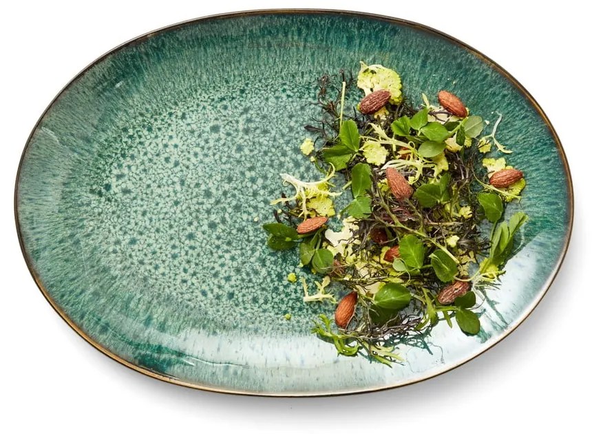 Farfurie verde/neagră pentru servire din gresie Gastro Green/Black – Bitz