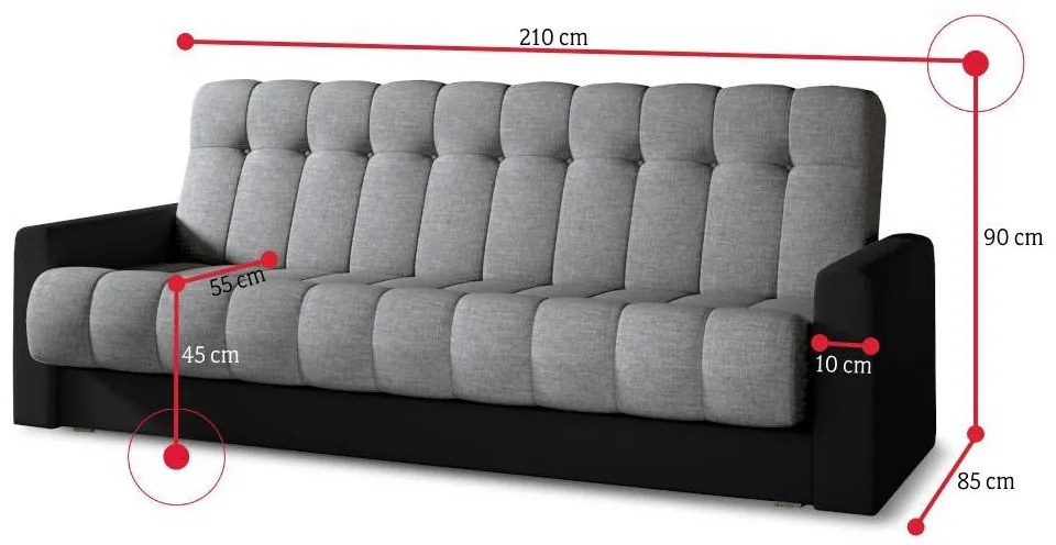 Supermobel Canapea tapitata extensibila GARETT, 210x90x85, sawana 14/soft 17