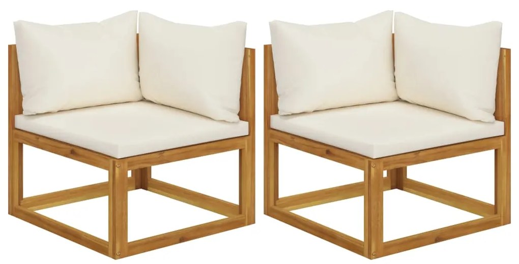 vidaXL Canapele colț modulare, 2 buc., cu perne, lemn masiv acacia