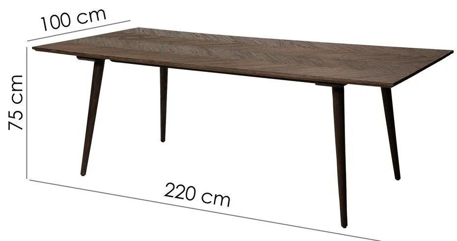 Masă de dining cu aspect de lemn de ulm 100x220 cm Bone – DAN-FORM Denmark