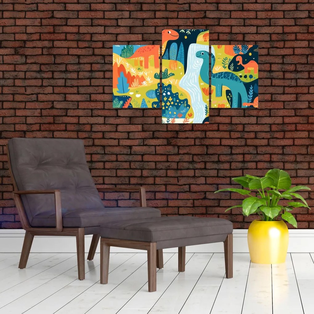 Tablou - Dinozauri veseli (90x60 cm)