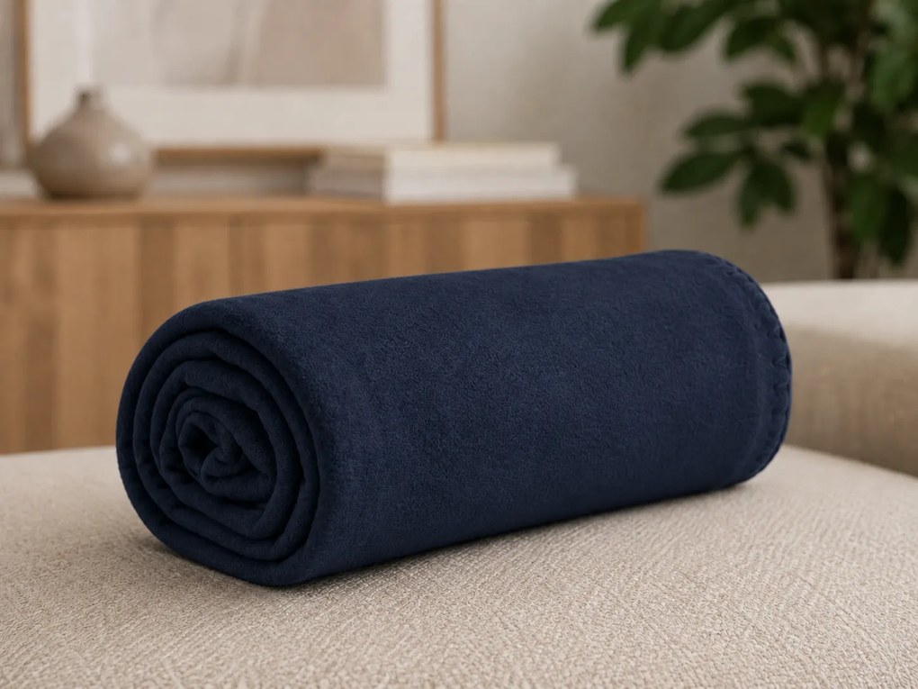 Patura din fleece FLEORA, albastru marin Dimensiune: 200 x 220 cm