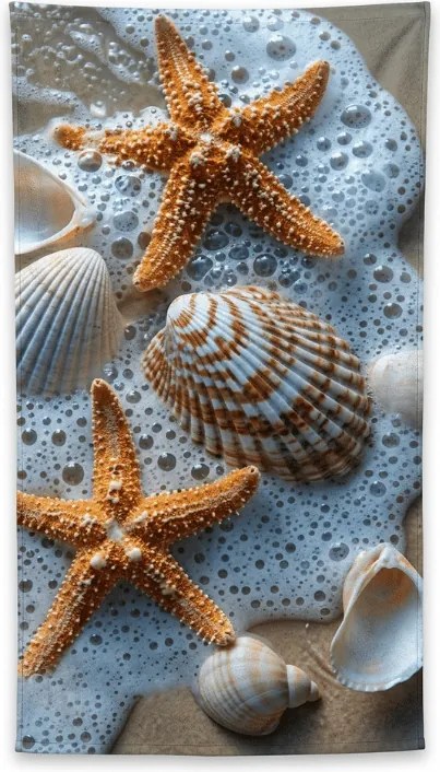 Prosop de plaja cu uscare rapida SEA STARS colorat 70 x 140 cm, 100% microfibra