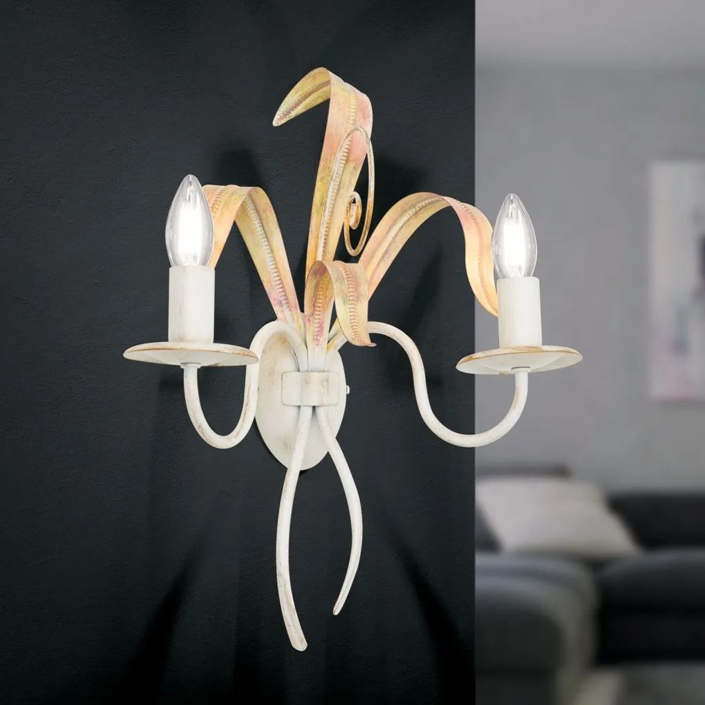 Aplica de perete design rustic cu 2 brate Tuna WA 2-1130/2 Elfenbein OR