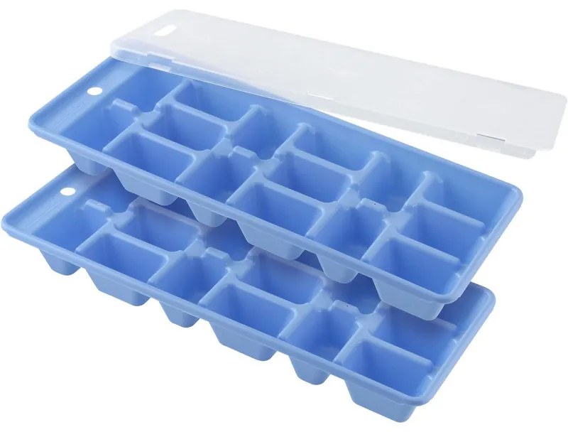 Forme pentru gheata Fackelmann 49353, 2 buc, Cu capac, 25x10 cm, Plastic, Albastru