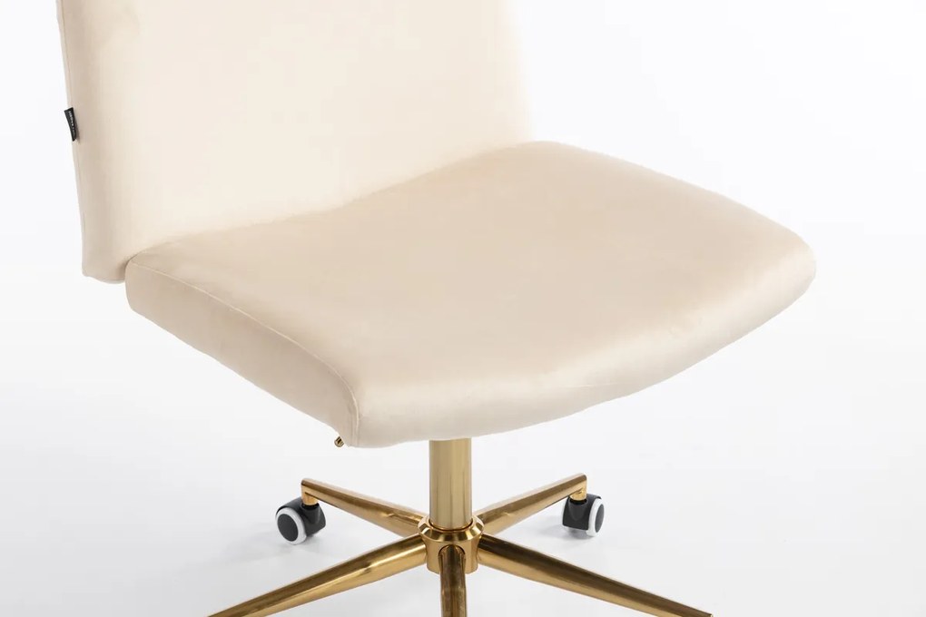 HR150K Scaun Crem din Catifea cu Bază Aurie