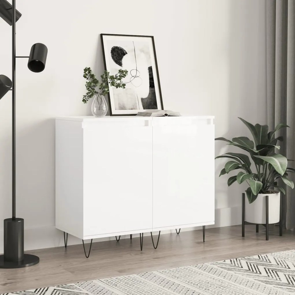 vidaXL Dulapuri, 2 buc., alb extralucios, 40x35x70 cm, lemn prelucrat