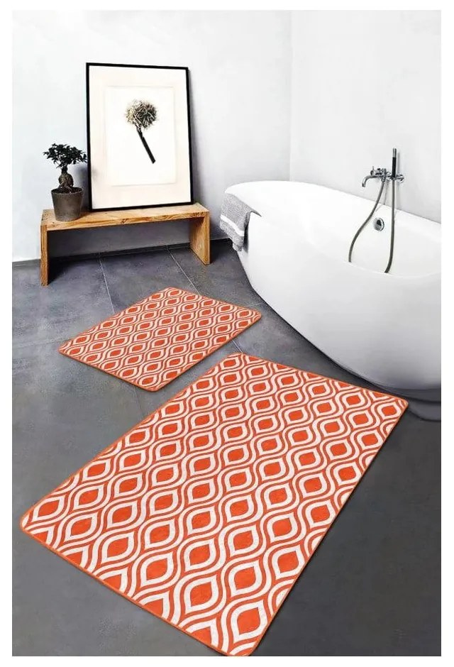Covorașe de baie portocalii 2 buc. din catifea 60x100 cm – Mila Home
