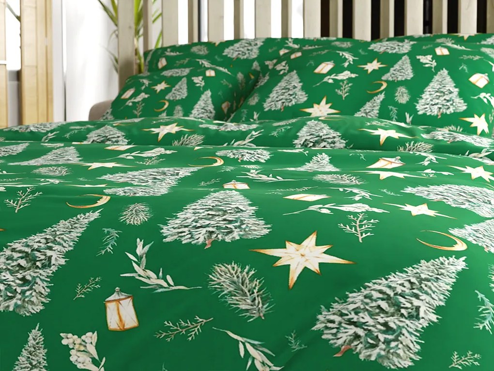 Lenjerie de pat din microfibra GREEN CHRISTMAS verde Dimensiune lenjerie de pat: 2 buc 70 x 90 cm | 200 x 220 cm