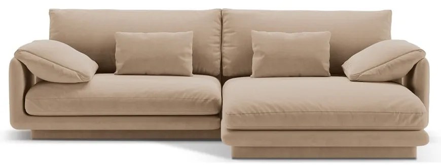 Colțar bej cu tapițerie din catifea (cu colț pe partea dreaptă/cu șezlong) Torino – Micadoni