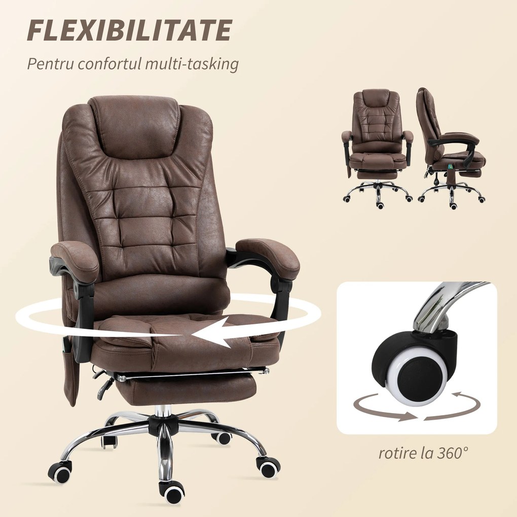 Vinsetto Scaun Birou Masaj – inclinabil, incalzire & 6 Vibratii | Aosom Romania