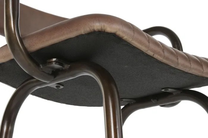 Scaun înalt de bar din metal si piele naturala, stil vintage, "Rotor"