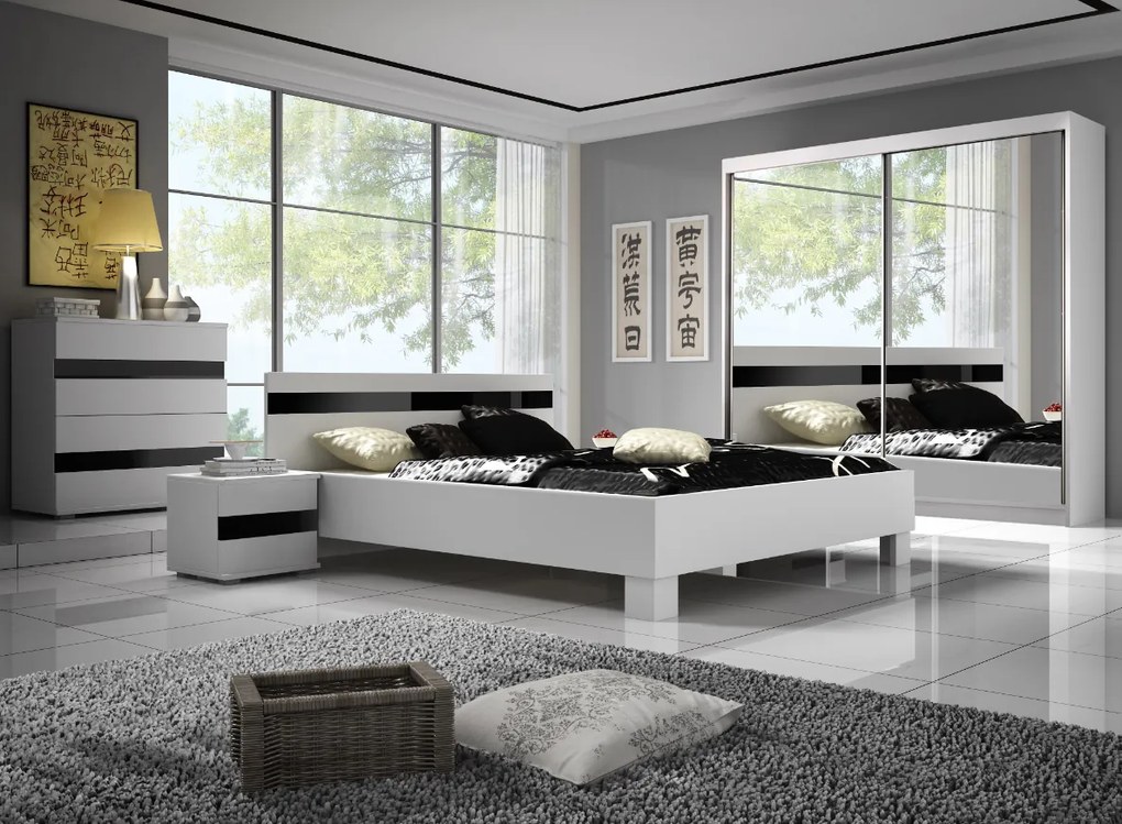 Comoda din pal cu 2 sertare LUCCA 4S WHITE 90x90x43 cm