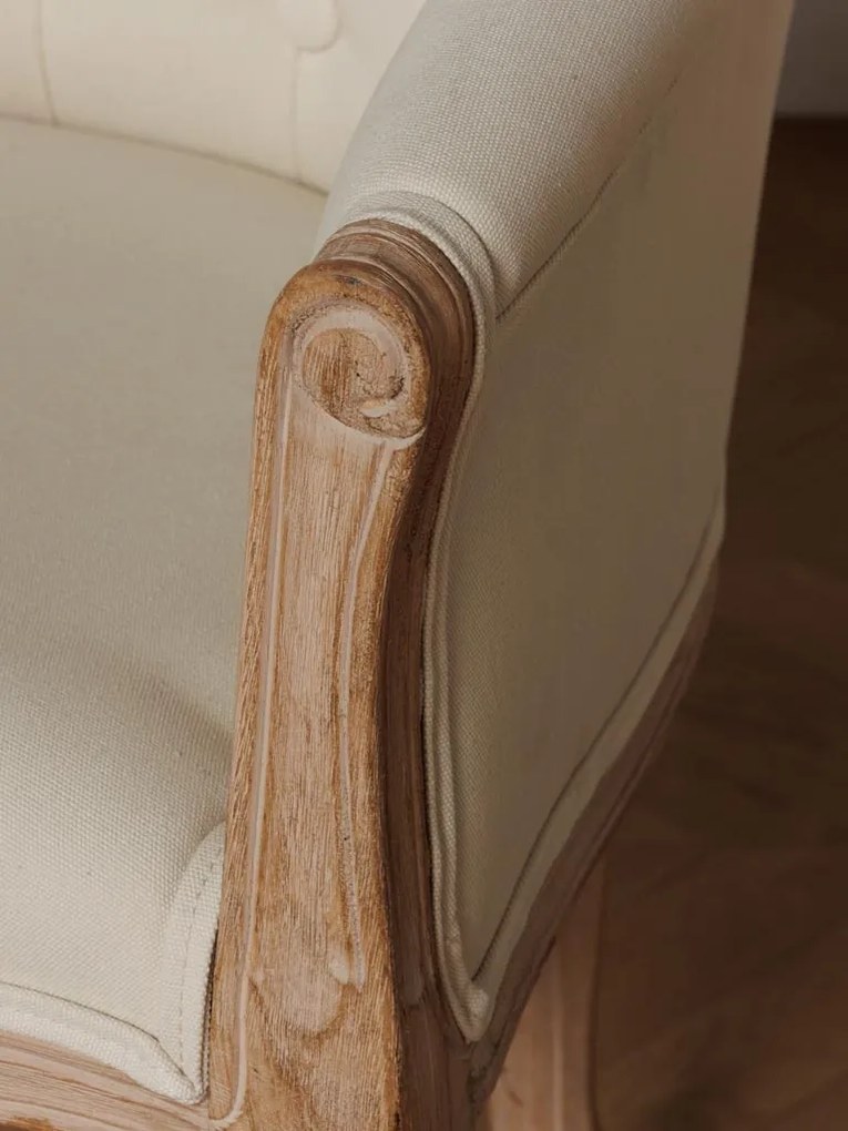 Fotoliu shabby chic, crem, din stofa, Valbonne