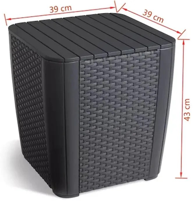 Masă de grădină din plastic Luzon, grafit