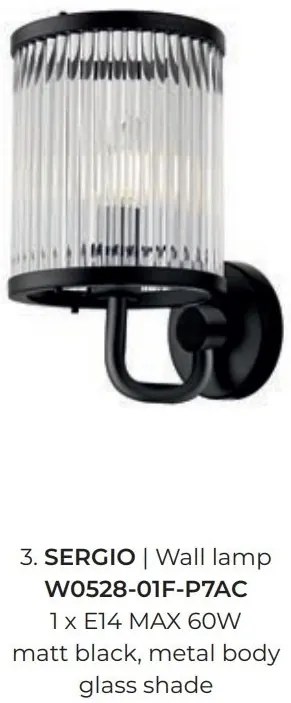 Aplica de perete eleganta design modern SERGIO negru mat