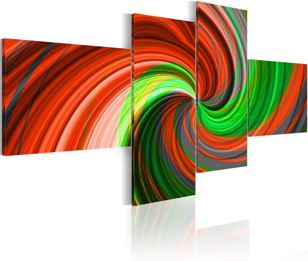 Tablou Bimago - Red Green Spiral 200x90