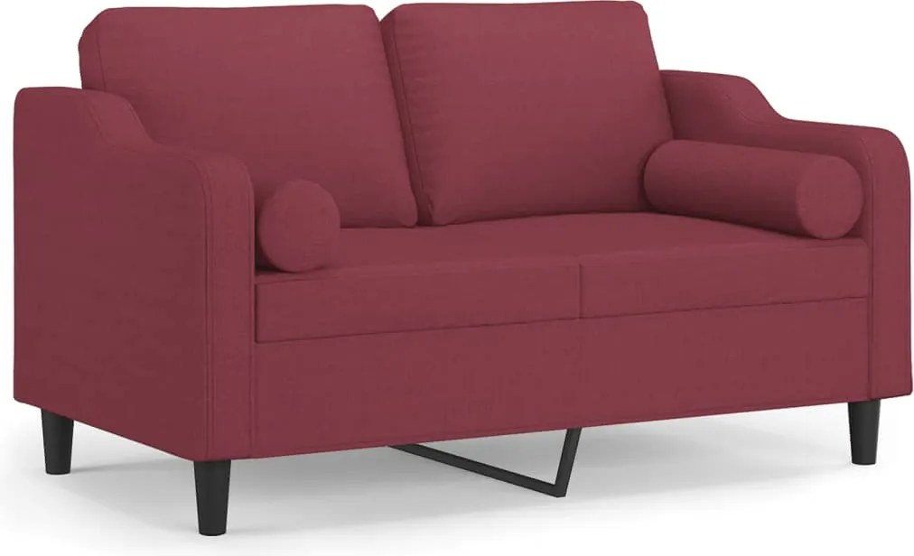 vidaXL Canapea cu 2 locuri cu pernuțe, roșu vin, 120 cm, textil