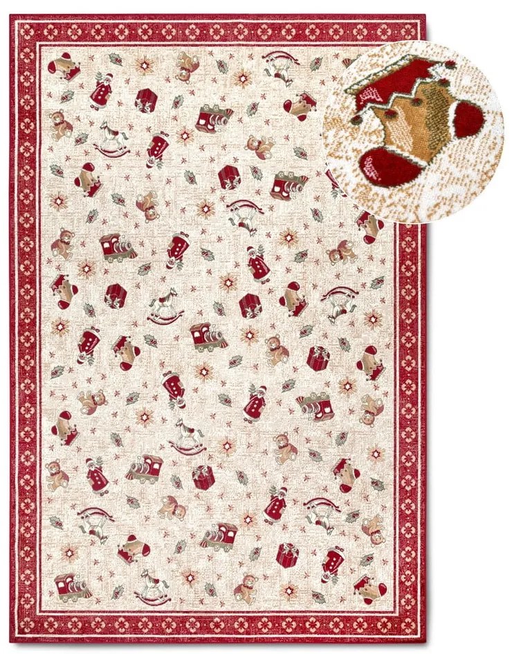 Covor roșu din amestec de bumbac 160x230 cm cu model de Crăciun Toy's Delight Red Christmas – Villeroy&Boch