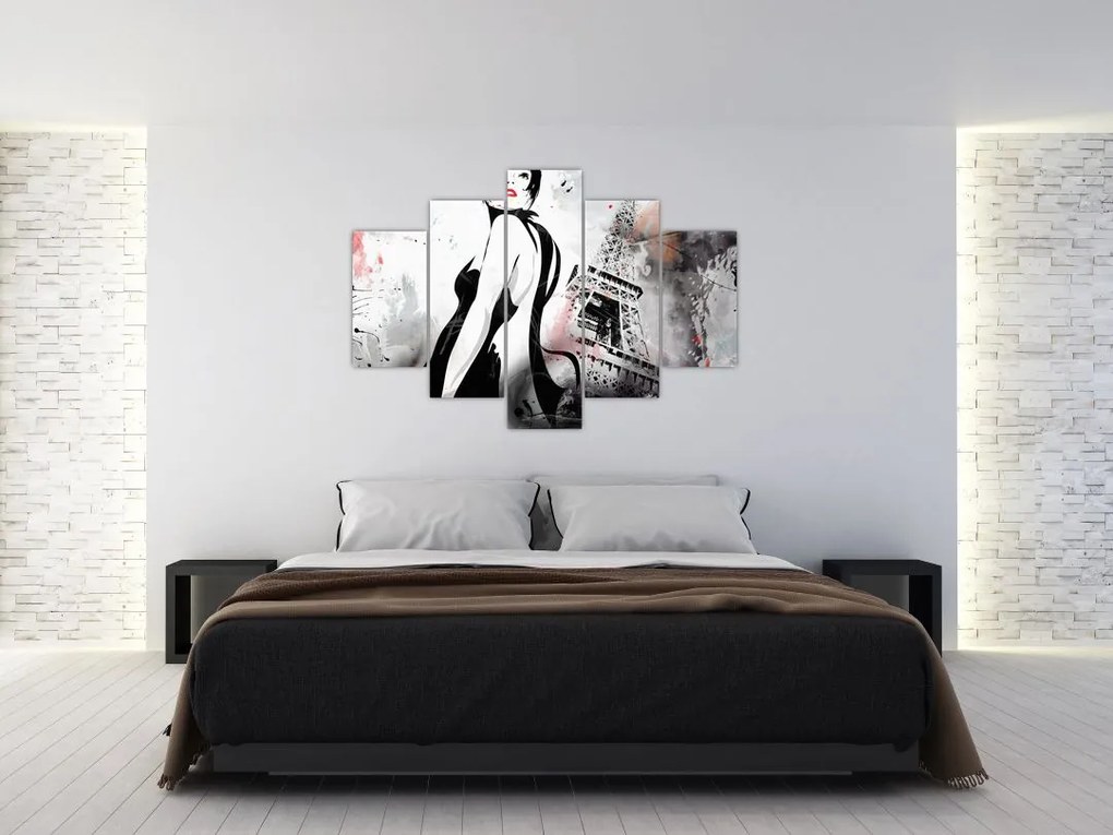 Tablou - Doamna și Turnul Eiffel (150x105 cm)