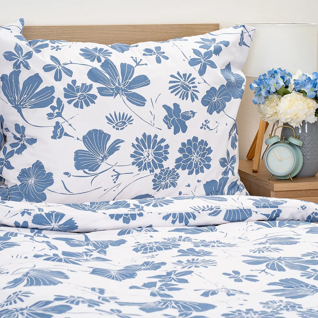 Lenjerie de pat din bumbac 4Home Blue Meadow, 140 x 200 cm, 70 x 90 cm