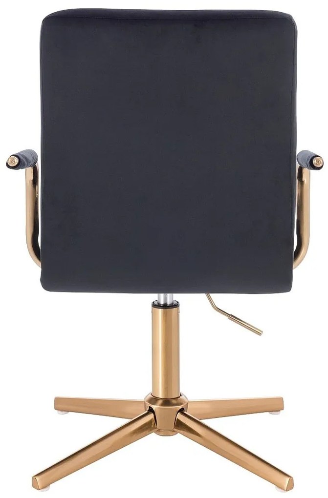 HC1015PCROSS Scaun Neagră Catifea cu Bază Aurie
